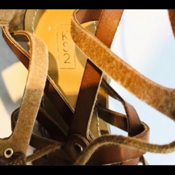 Vegan Brown Leather Gladiator Sandal - Picture 2 of 4